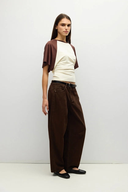 The Taylor Top - Cream/Brown