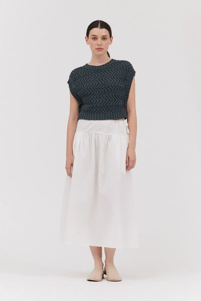 Summer Cotton Crop Sweater Top - Deep Lake