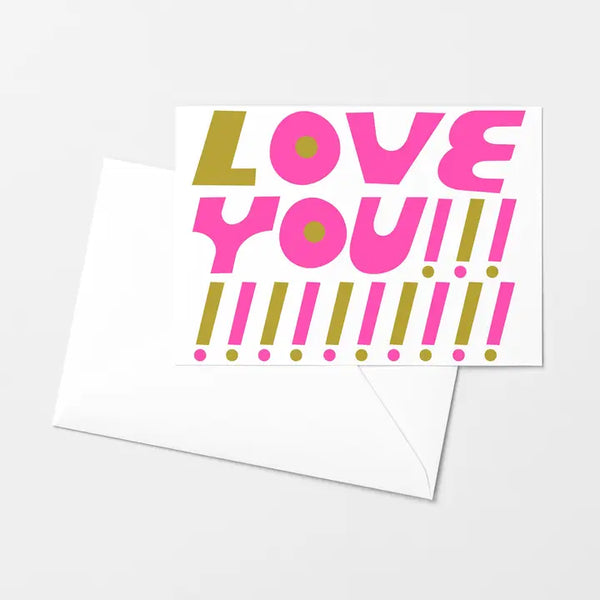 Love You Exclaim Risograph Greeting Card