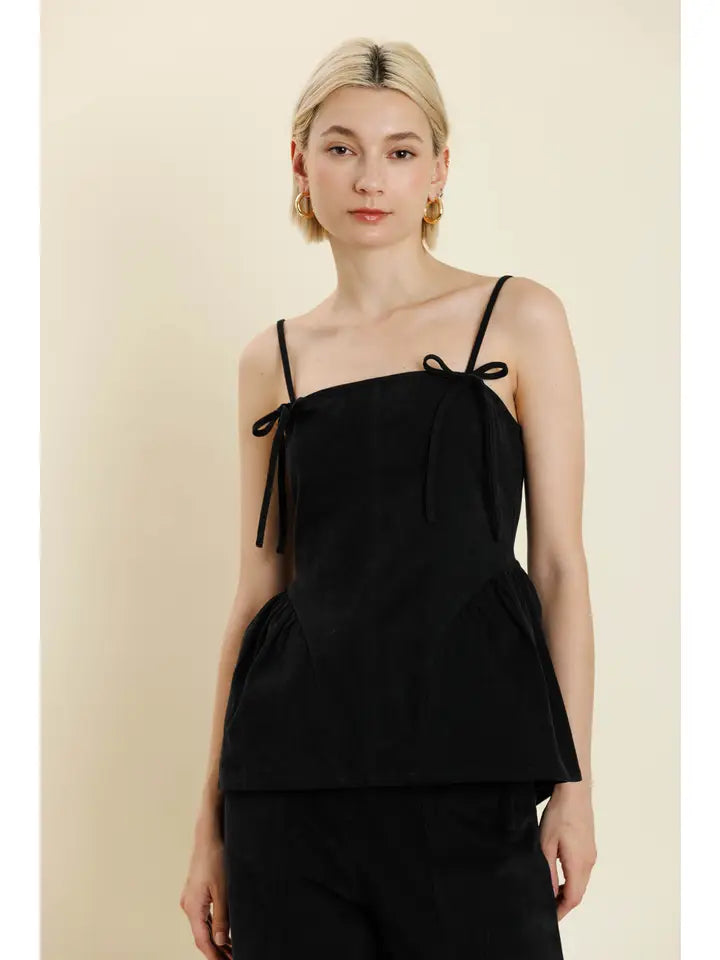 Bow Trim Peplum Top
