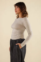 Effie Shirred Waist Top - Mushroom