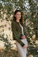Striped Button Up Cardigan - Chestnut