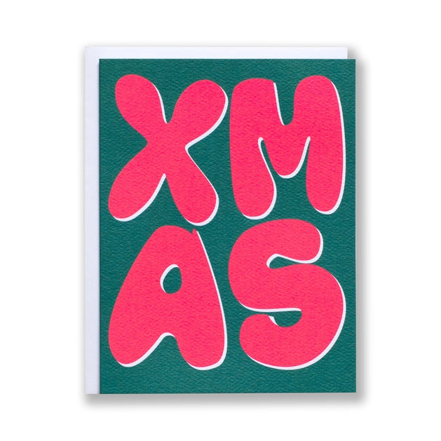 Xmas Pink and Green Holiday Notecard