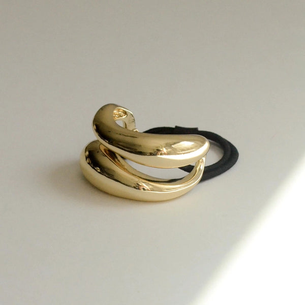 Wide Sculptured Metal Ponytail Hair Tie