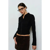 Cassidy 2 Way Zip Up Collared Long Sleeve Top