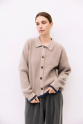 The Hans Cardigan - Taupe/Navy