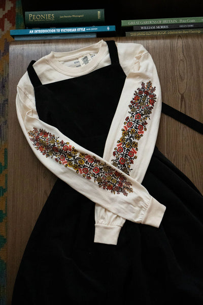 Folk Flowers CC Long Sleeve Printed Tee - Cream