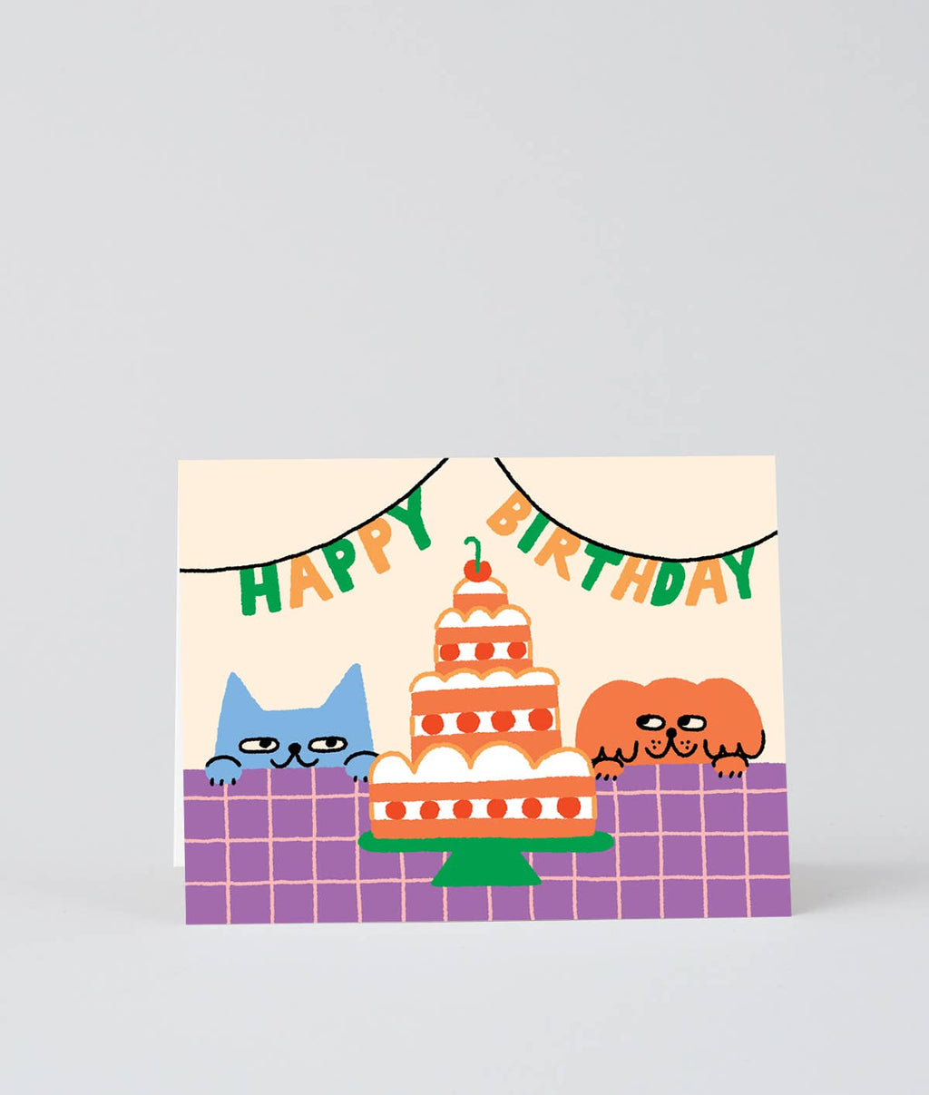 Happy Birthday Cat & Dog Greeting Card