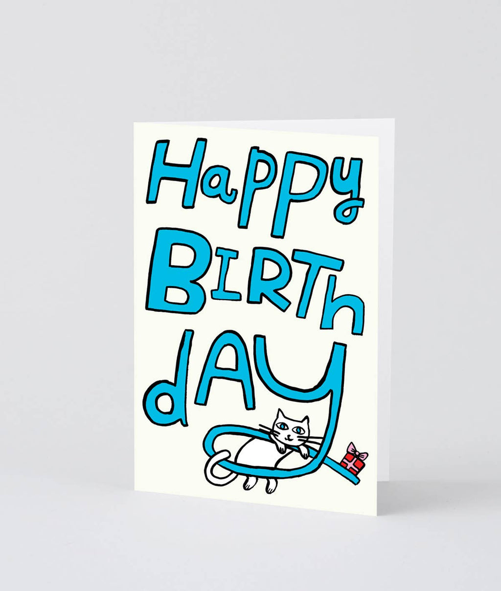 Happy Birthday Cat & Present Greeting Card