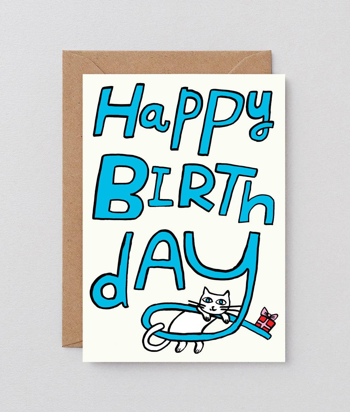 Happy Birthday Cat & Present Greeting Card