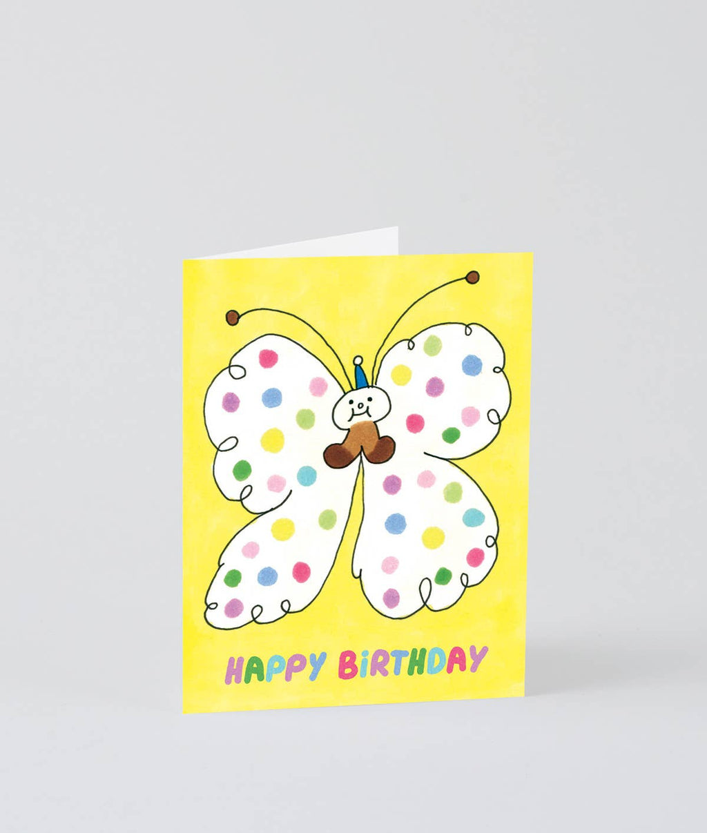 Happy Birthday Spotty Butterfly Greeting Card