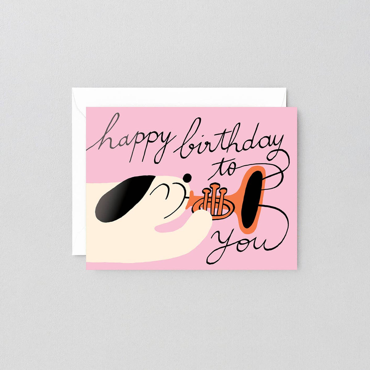 Happy Birthday Dog & Trumpet Greeting Card