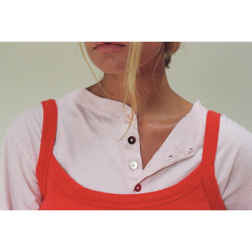 Hemp Bay Henley - Pink Cream