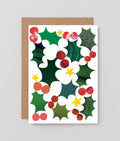Holly Christmas Embossed Greeting Card