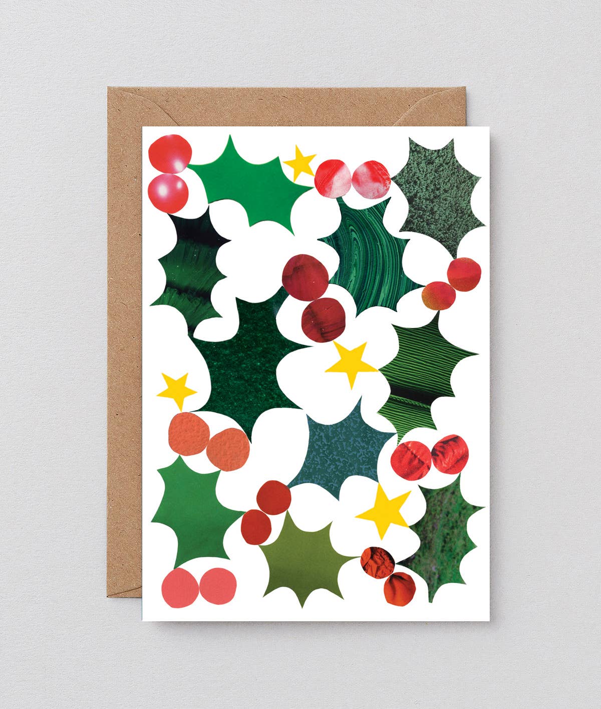 Holly Christmas Embossed Greeting Card