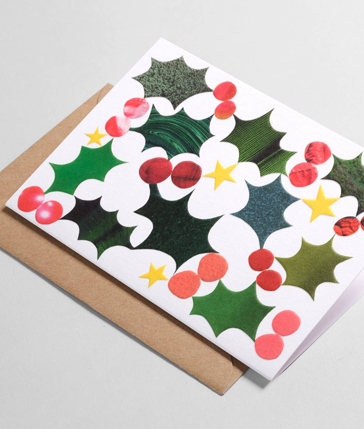 Holly Christmas Embossed Greeting Card