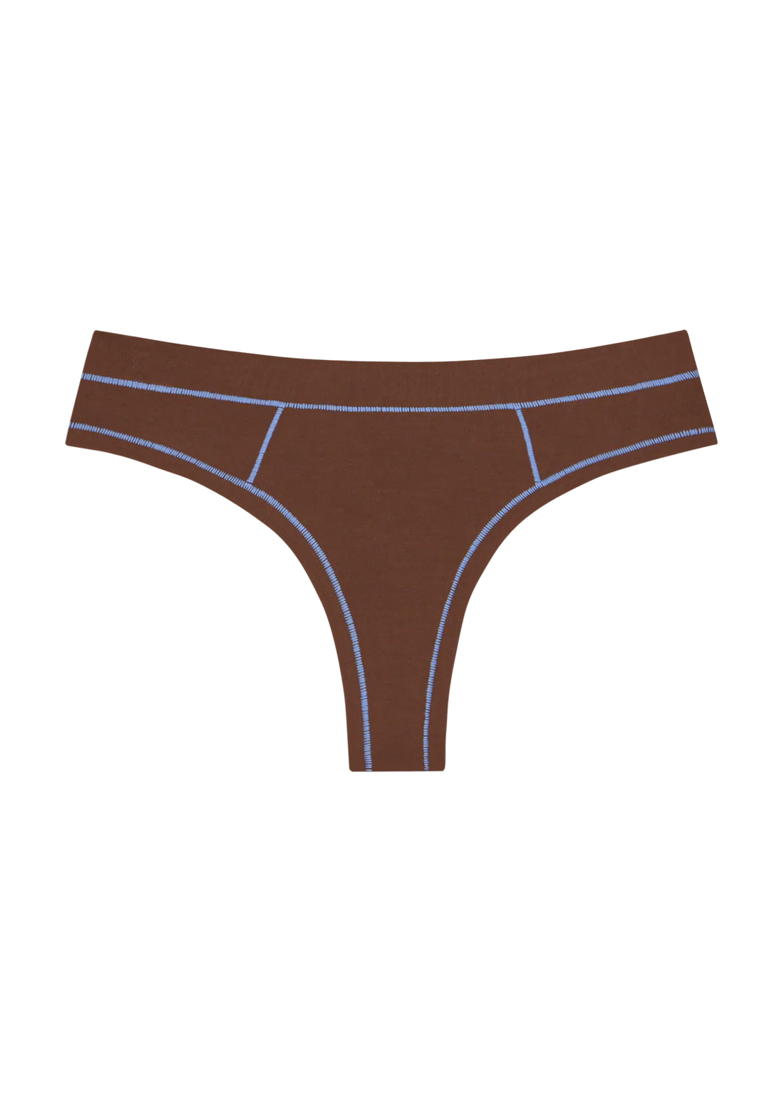 Mineral Thong - Brown and Sky Blue Stitch