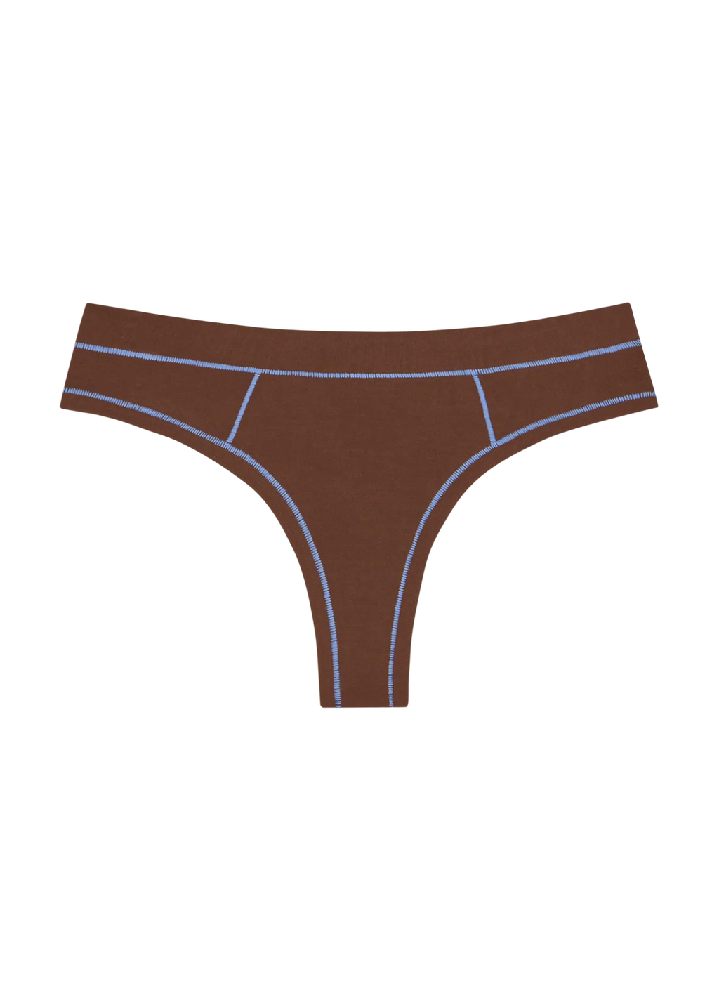 Mineral Thong - Brown and Sky Blue Stitch