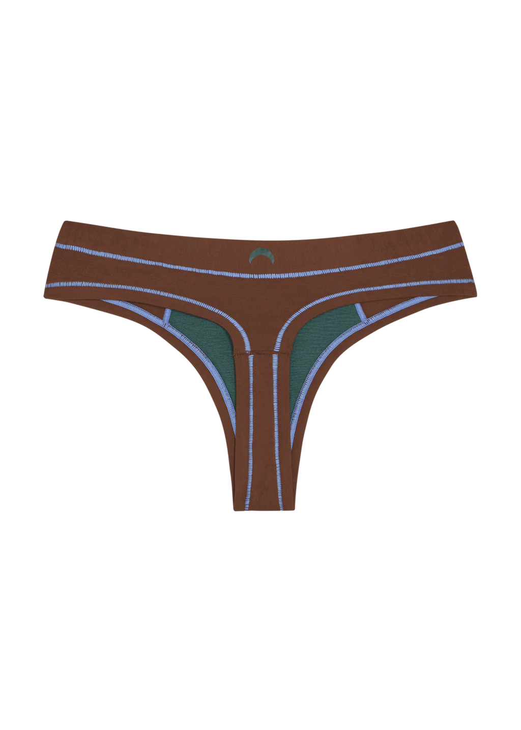 Mineral Thong - Brown and Sky Blue Stitch