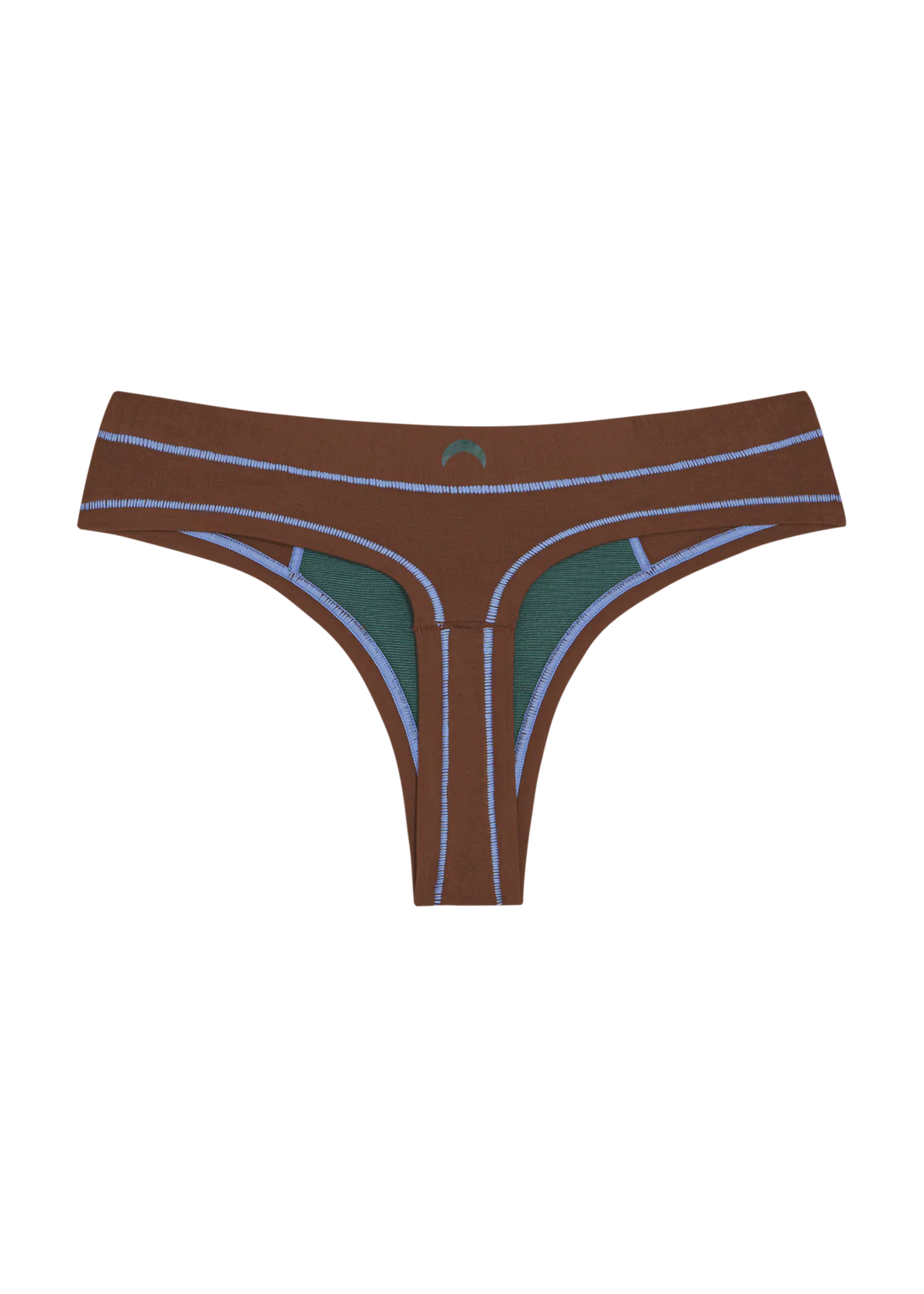 Mineral Thong - Brown and Sky Blue Stitch