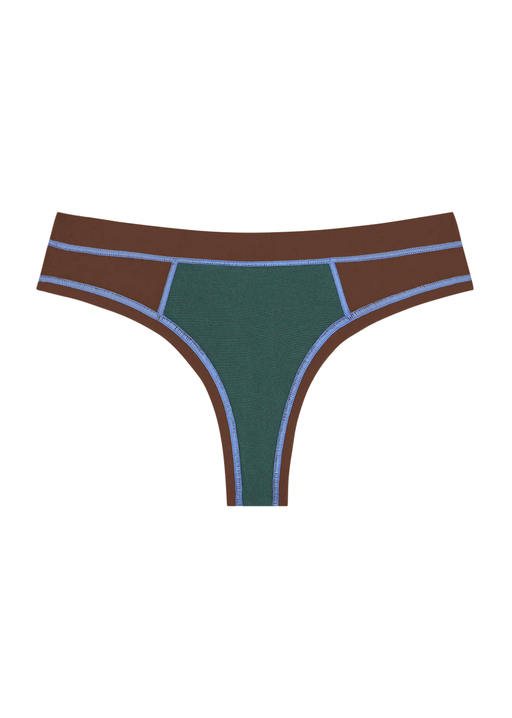 Mineral Thong - Brown and Sky Blue Stitch