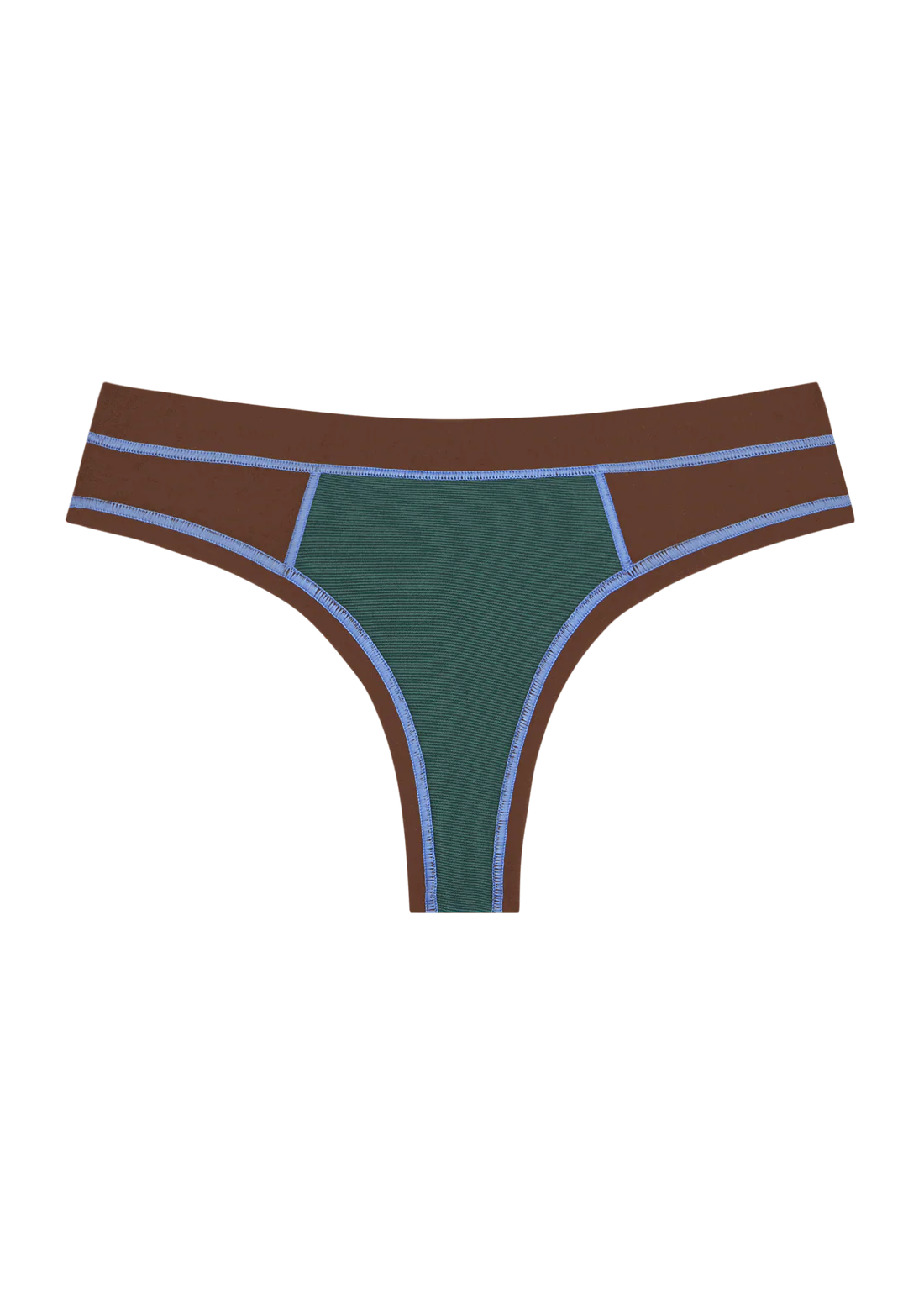 Mineral Thong - Brown and Sky Blue Stitch