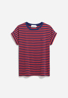Idaara Stripes Organic Cotton T Shirt - Blue Noon/Coral Blush