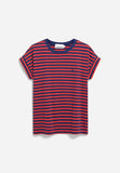 Idaara Stripes Organic Cotton T Shirt - Blue Noon/Coral Blush