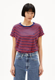 Idaara Stripes Organic Cotton T Shirt - Blue Noon/Coral Blush