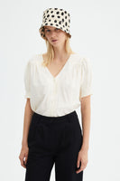 Puff Sleeve V Neck Woven