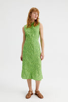 Green Floral Print Midi Shirt Dress