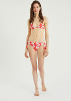 Red Flower Classic Bikini Bottoms with Tie