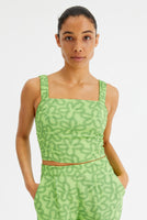 Green Floral Print Crop Top