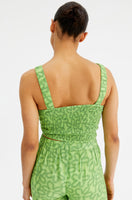 Green Floral Print Crop Top