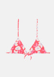 Red Flower Print Triangle Bikini Top
