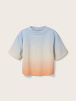 Ombre Cropped Short Sleeve Sweatshirt