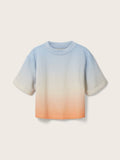 Ombre Cropped Short Sleeve Sweatshirt
