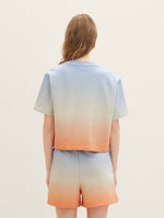 Ombre Cropped Short Sleeve Sweatshirt