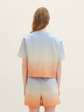 Ombre Cropped Short Sleeve Sweatshirt