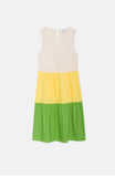 Tri Tone Flare Cut Mini Dress