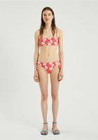 Red Floral Print Bandeau Bikini Top