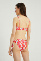Red Floral Print Bandeau Bikini Top
