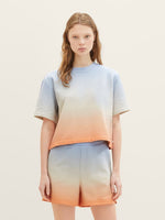 Ombre Cropped Short Sleeve Sweatshirt