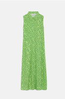Green Floral Print Midi Shirt Dress