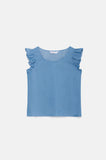 Denim Ruffle Sleeveless Top