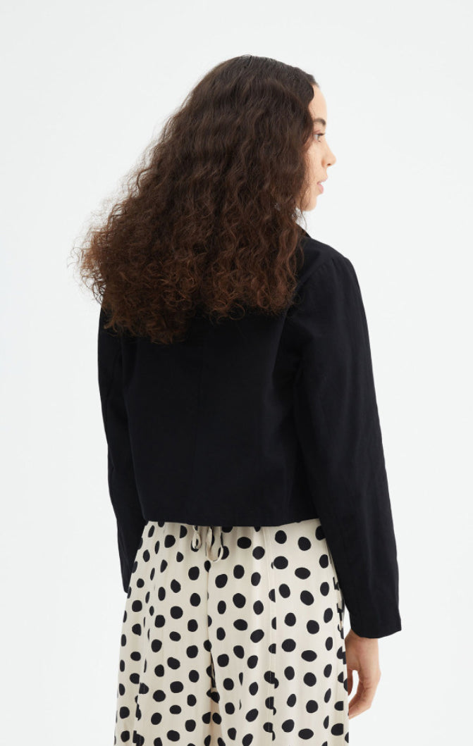 Short Blazer With Lapel Collar