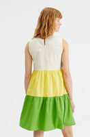 Tri Tone Flare Cut Mini Dress