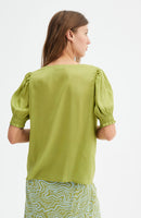Puff Sleeve V Neck Woven
