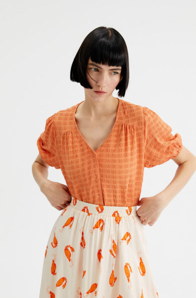 Orange Crinkle Short Sleeve Shirt