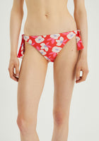 Red Flower Classic Bikini Bottoms with Tie